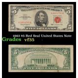 1963 $5 Red Seal United States Note Grades vf++