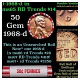 BU Shotgun Lincoln 1c roll, 1968-d 50 pcs Bank Wra