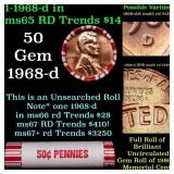 BU Shotgun Lincoln 1c roll, 1968-d 50 pcs Bank Wra