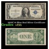 1935C $1 Blue Seal Silver Certificate Grades vf++