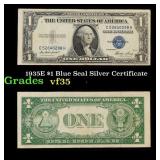 1935E $1 Blue Seal Silver Certificate Grades vf++