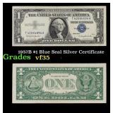 1957B $1 Blue Seal Silver Certificate Grades vf++