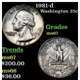 1981-d Washington Quarter 25c Grades GEM++ Unc