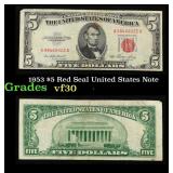 1953 $5 Red Seal United States Note Grades vf++