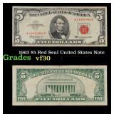 1963 $5 Red Seal United States Note Grades vf++
