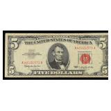 1963 $5 Red Seal United States Note Grades vf++