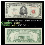 1963 $5 Red Seal United States Note Grades Select