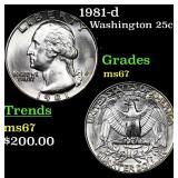 1981-d Washington Quarter 25c Grades GEM++ Unc