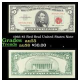 1963 $5 Red Seal United States Note Grades Choice