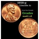 1958-p Lincoln Cent 1c Grades GEM Unc RD