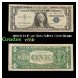 1957B $1 Blue Seal Silver Certificate Grades vf++
