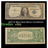 1957 $1 Blue Seal Silver Certificate Grades vf+