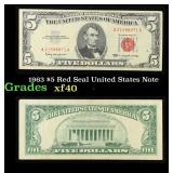 1963 $5 Red Seal United States Note Grades xf