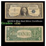 1957B $1 Blue Seal Silver Certificate Grades vf++