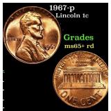 1967-p Lincoln Cent 1c Grades Gem+ Unc RD