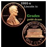1991-s Proof Lincoln Cent 1c Grades GEM++ Proof De