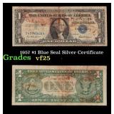 1957 $1 Blue Seal Silver Certificate Grades vf+