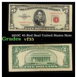 1953C $5 Red Seal United States Note Grades vf++