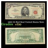 1963 $5 Red Seal United States Note Grades vf++