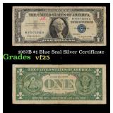 1957B $1 Blue Seal Silver Certificate Grades vf+