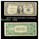 1935F $1 Blue Seal Silver Certificate Grades vf++