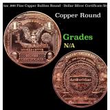 1oz .999 Fine Copper Bullion Round - Dollar Silver