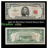 1963 $5 Red Seal United States Note Grades vf++