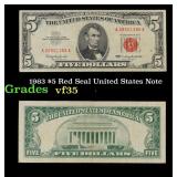 1963 $5 Red Seal United States Note Grades vf++