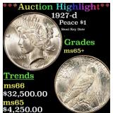 *Highlight* 1927-d Peace Dollar $1 ms65+ SEGS (fc)