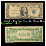1935G No Motto $1 Blue Seal Silver Certificate Gra
