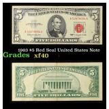 1963 $5 Red Seal United States Note Grades xf