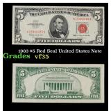 1963 $5 Red Seal United States Note Grades vf++