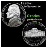 1998-s Proof Jefferson Nickel 5c Grades GEM++ Proo