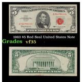 1963 $5 Red Seal United States Note Grades vf++