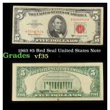 1963 $5 Red Seal United States Note Grades vf++