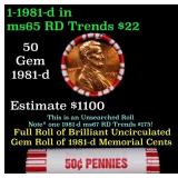 BU Shotgun Lincoln 1c roll, 1981-d 50 pcs Bank Wra