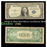 1935G No Motto $1 Blue Seal Silver Certificate Gra
