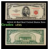 1953A $5 Red Seal United States Note Grades vf++