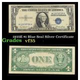 1935E $1 Blue Seal Silver Certificate Grades vf++
