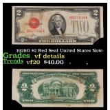 1928G $2 Red Seal United States Note Grades vf det
