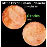 Mint Error Blank Planchet Lincoln Cent 1c Grades U