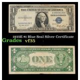 1935E $1 Blue Seal Silver Certificate Grades vf++