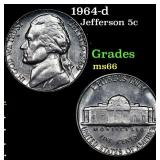 1964-d Jefferson Nickel 5c Grades GEM+ Unc