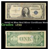 1935G No Motto $1 Blue Seal Silver Certificate Gra