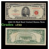 1963 $5 Red Seal United States Note Grades vf++