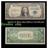 1935A $1 Blue Seal Silver Certificate Grades vf++