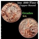 1oz .999 Fine Copper Bullion Round - Eagle and For