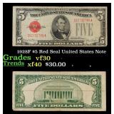 1928F $5 Red Seal United States Note Grades vf++