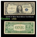 1935E $1 Blue Seal Silver Certificate Grades vf++