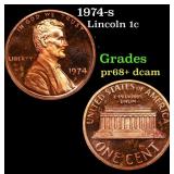 1974-s Proof Lincoln Cent 1c Grades GEM++ Proof De
